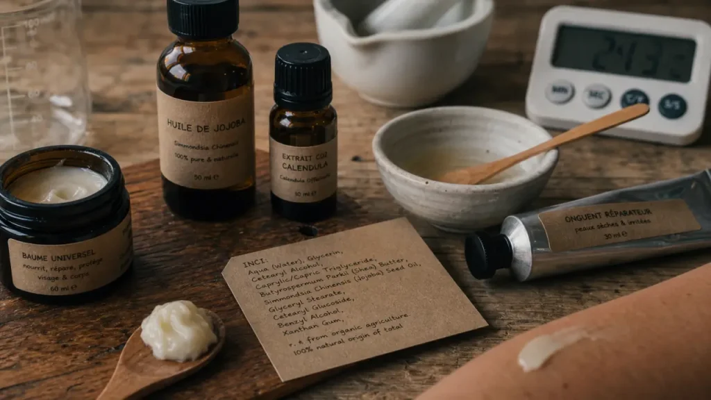 Cosmétique : flacons et crème, réglementation et INCI