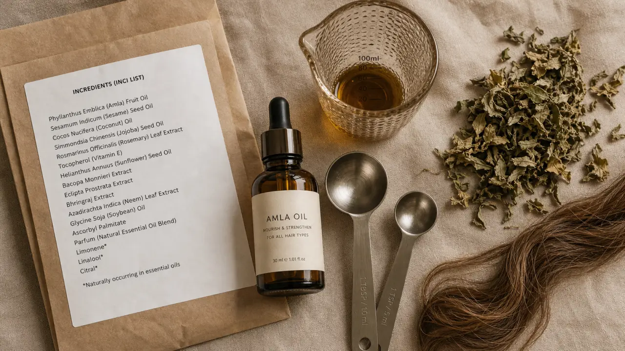 Huile amla diluée 1 à 30 % pour cheveux brillants sans effet gras
