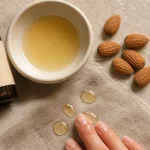Huile d'amande douce bienfaits : huile, amandes et peau souple