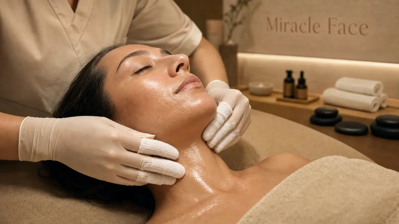 Miracle face : drainage lymphatique facial, mains gantées