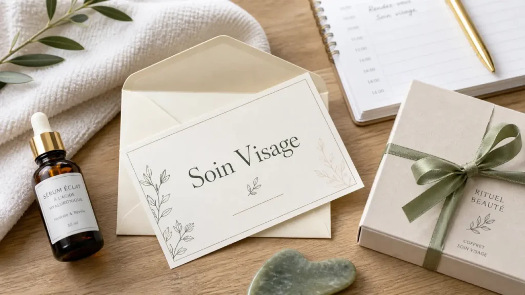 Carte cadeau soin visage : montant juste, envoi rapide et validité claire