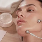 Soin du visage à microcourant à la maison : appareil sur la mâchoire