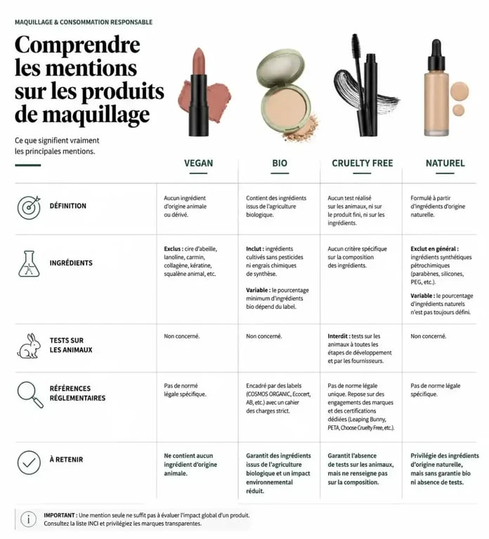 Comparatif maquillage vegan bio, cruelty free et naturel