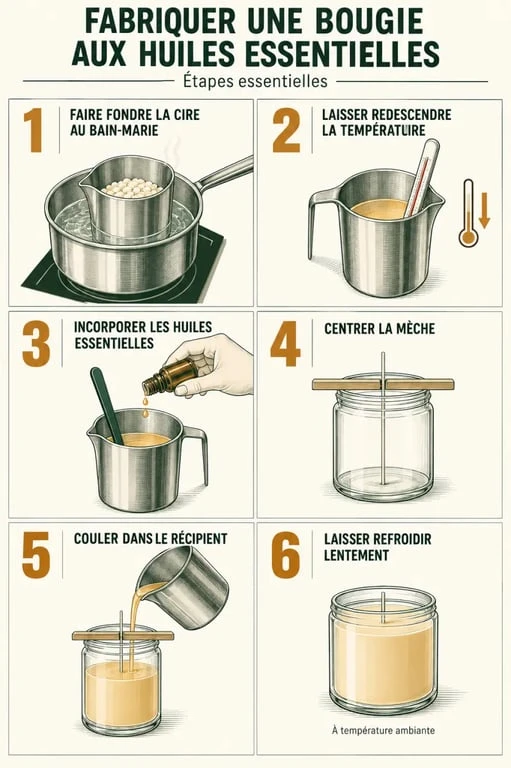 Étapes de fabrication d’une bougie aux huiles essentielles