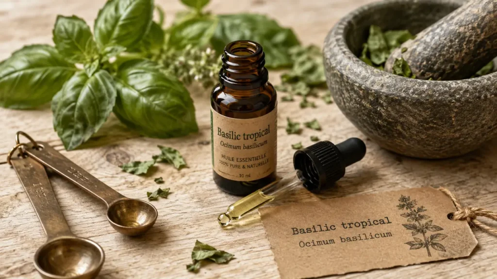 Basilic tropical : méthylchavicol, confort digestif et erreurs à éviter