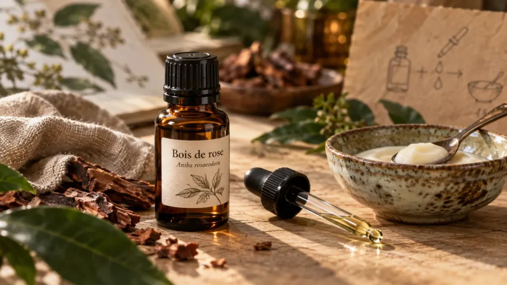 Huile essentielle de bois de rose : l’erreur de dilution qui irrite la peau