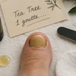 Huiles essentielles pour mycoses des ongles : tea tree dilué 20% sur ongle du pied
