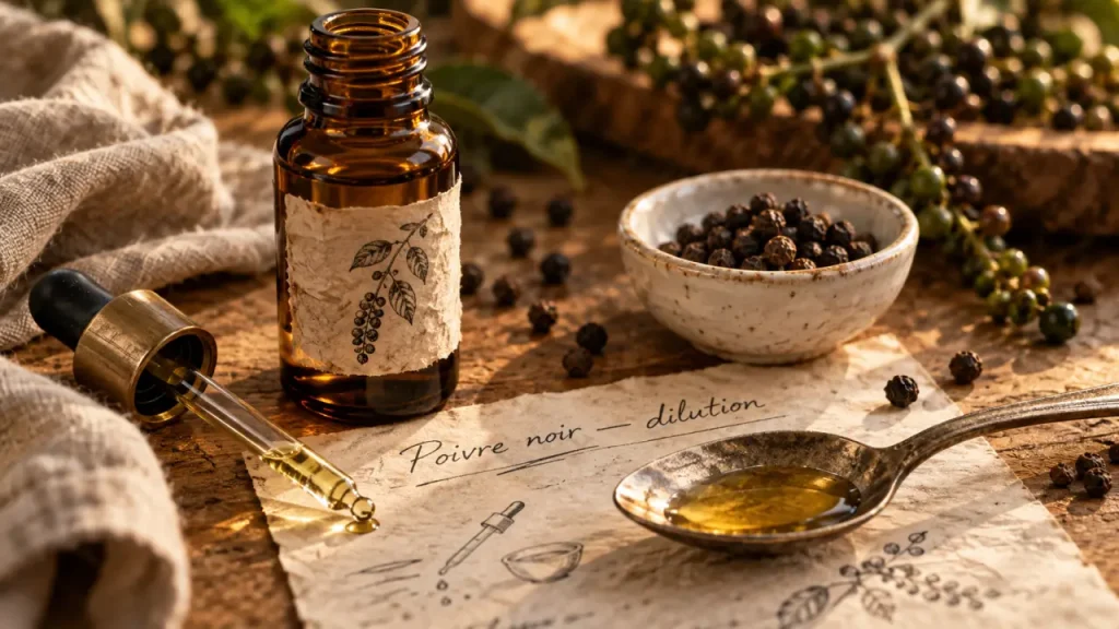 Huile essentielle de poivre noir : pourquoi l’appliquer pure peut irriter la peau
