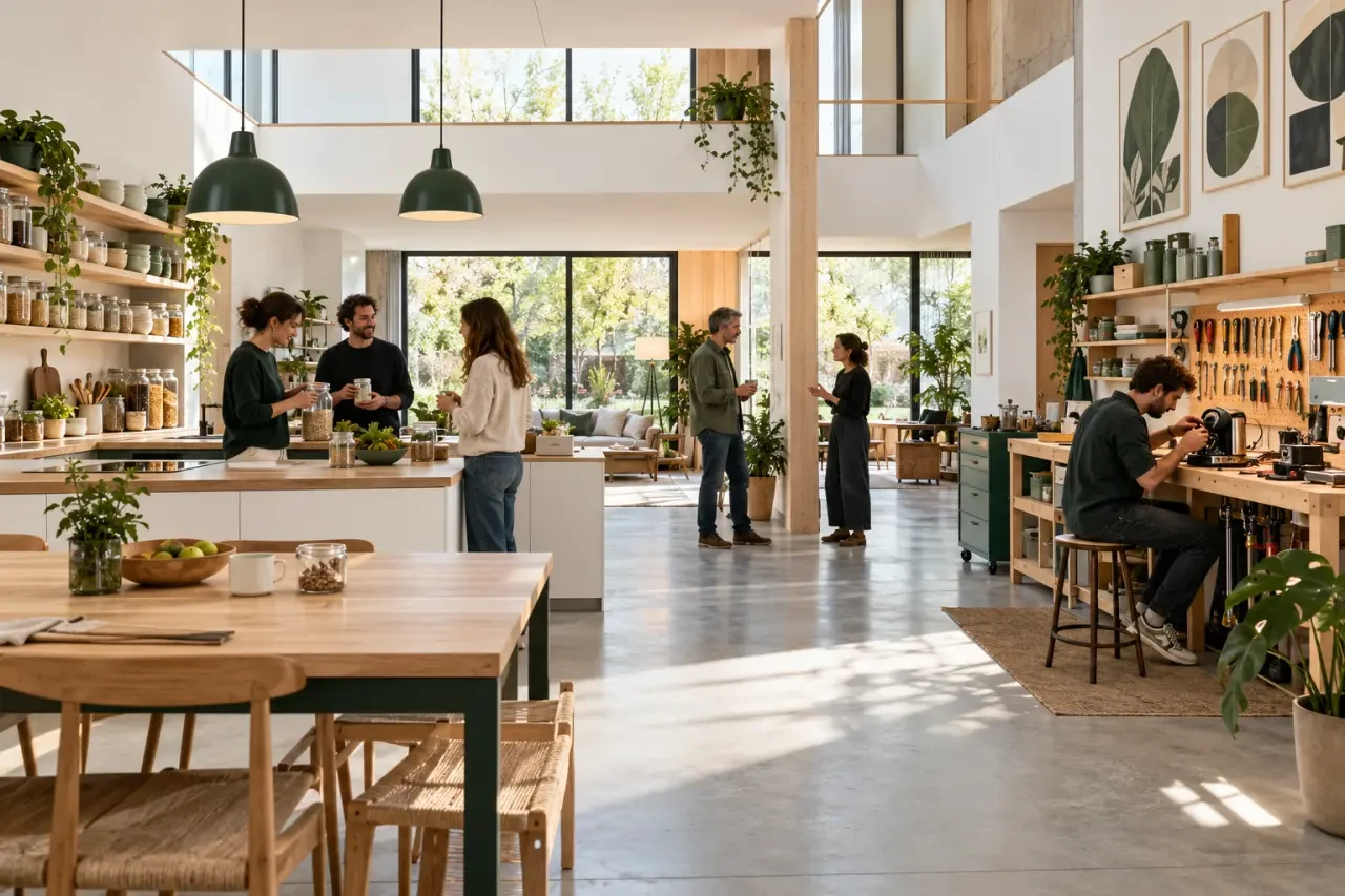 Maison témoin de La Galerie du Zéro Déchet à Nantes avec espace cuisine et atelier