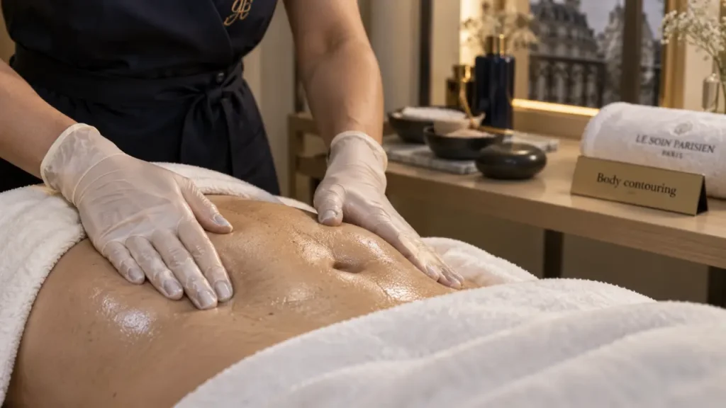 Massage body contouring à Paris : lisser la peau et cibler la silhouette, sans promettre une perte de poids